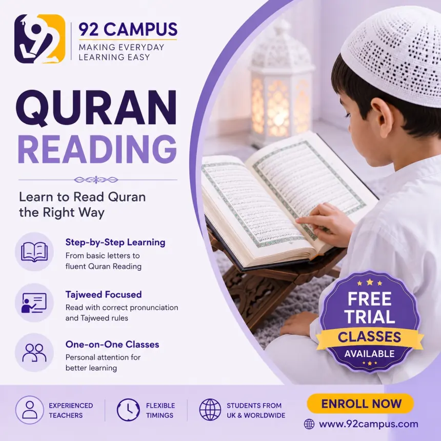 Online Quran Reading classes for children by 92 Campus