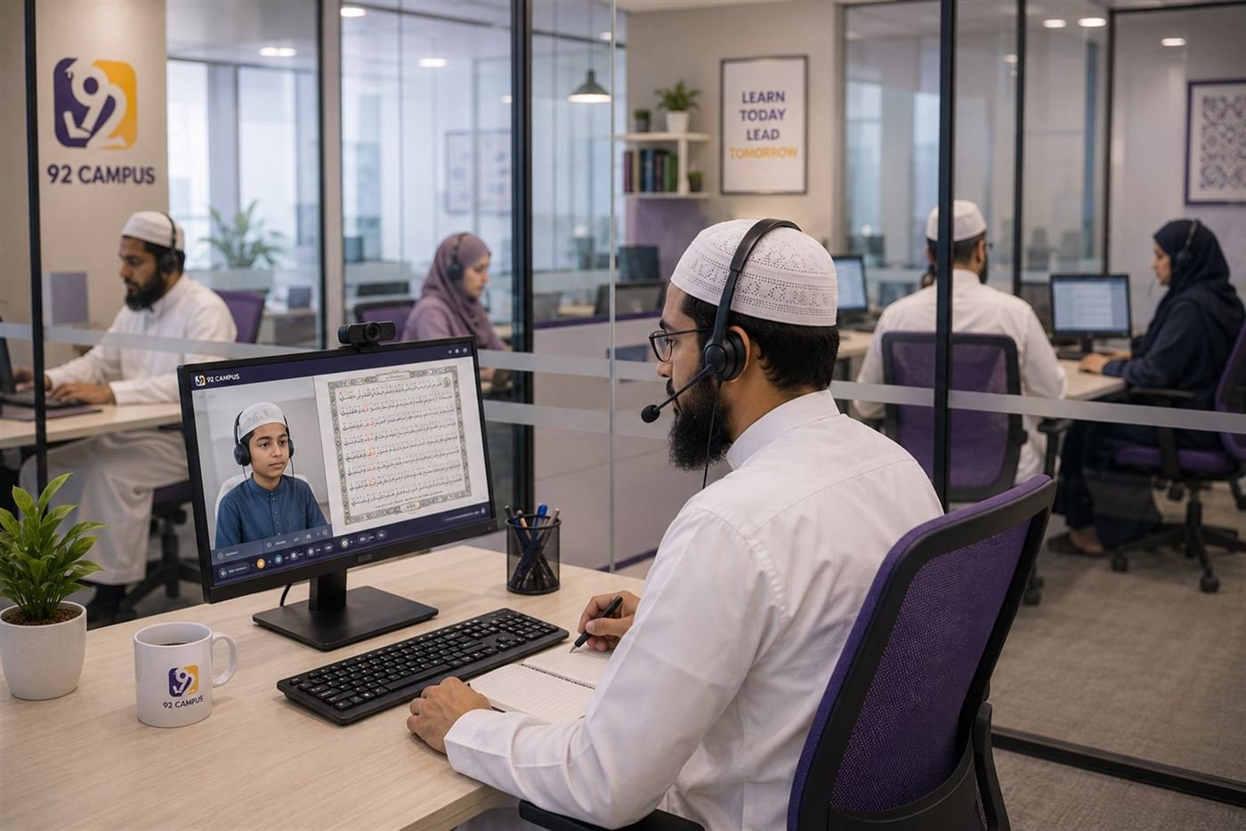 92 Campus academy teachers taking live online Quran classes