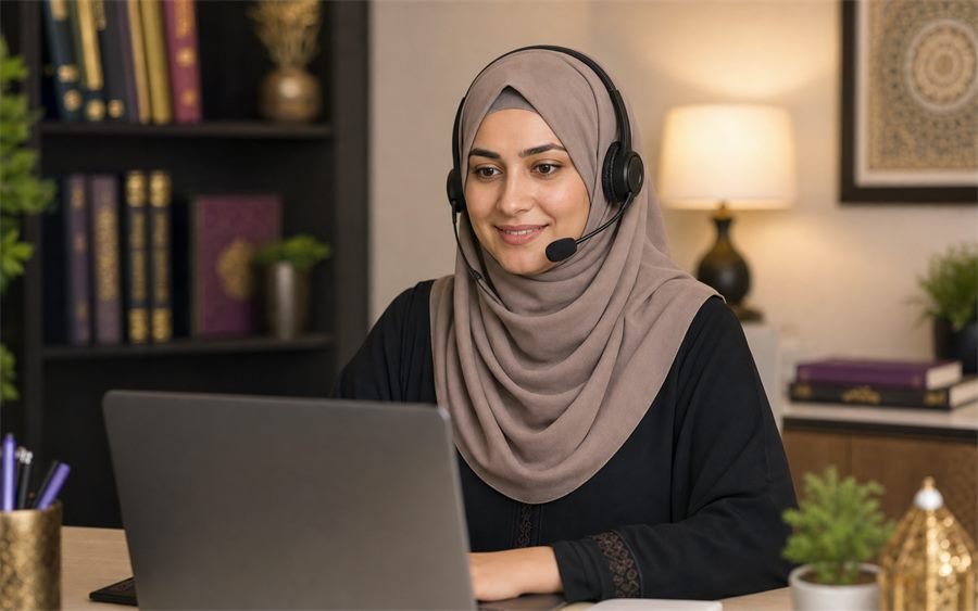 Female Quran Tutor teaching online Quran class