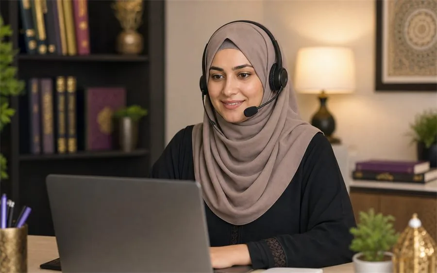 Female Quran Teacher teaching online Quran class