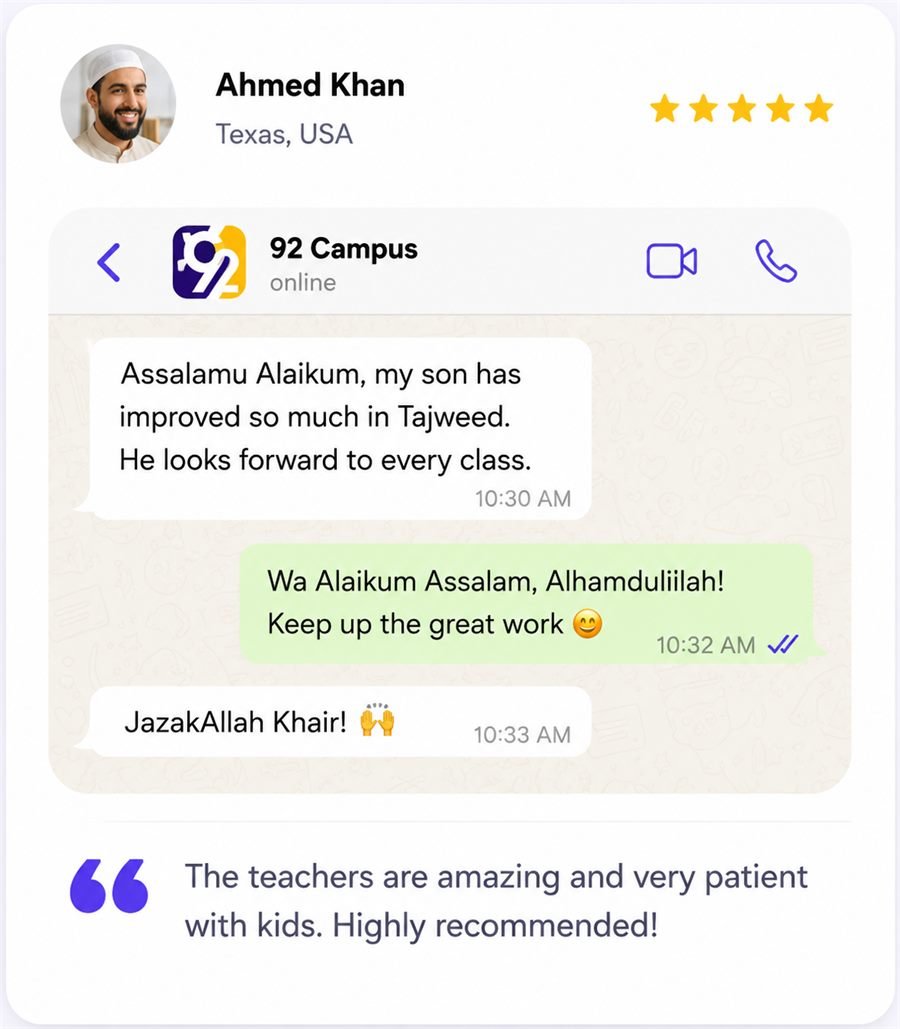 Ahmed Khan parent review for 92 Campus