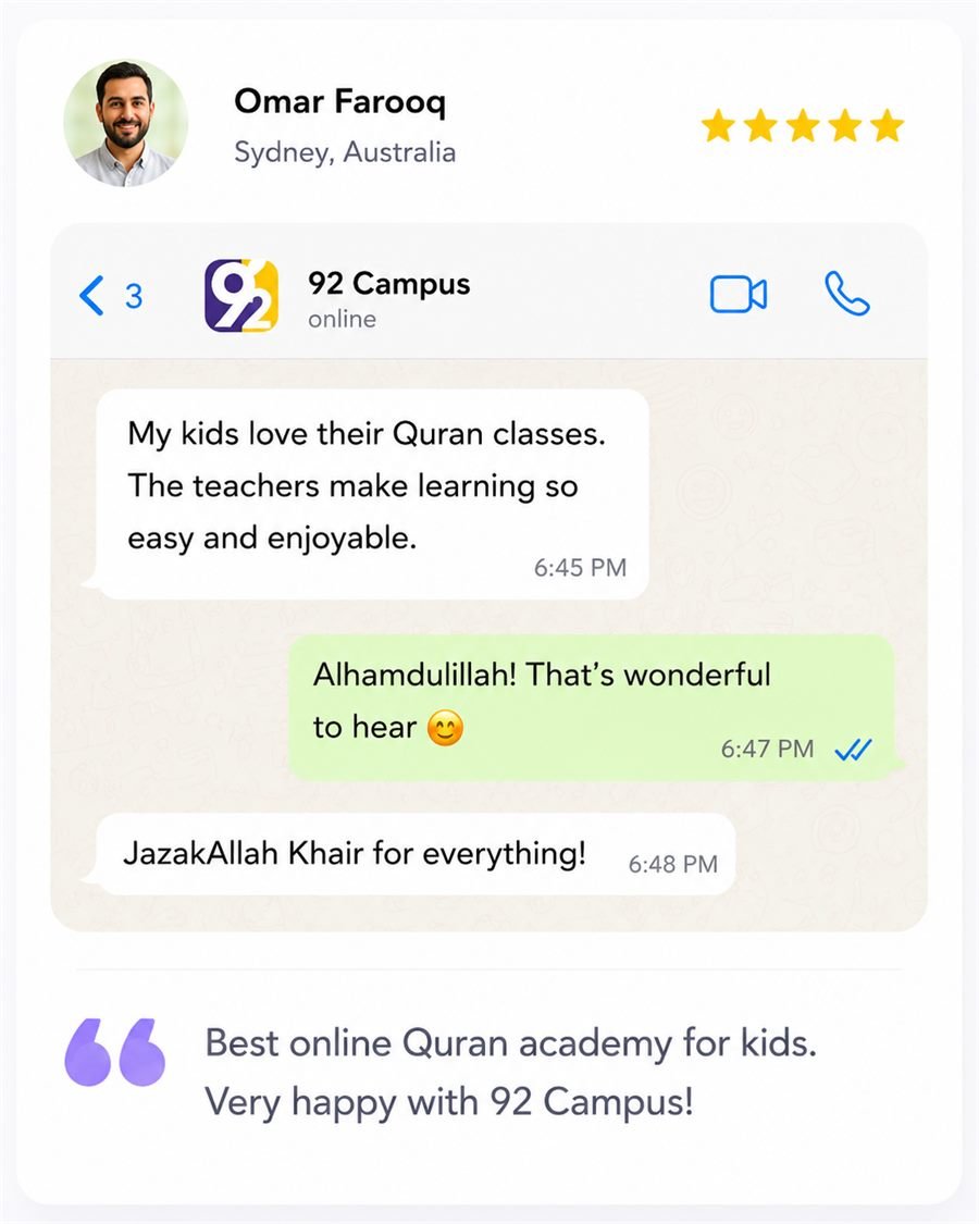 Omar Farooq parent review for 92 Campus