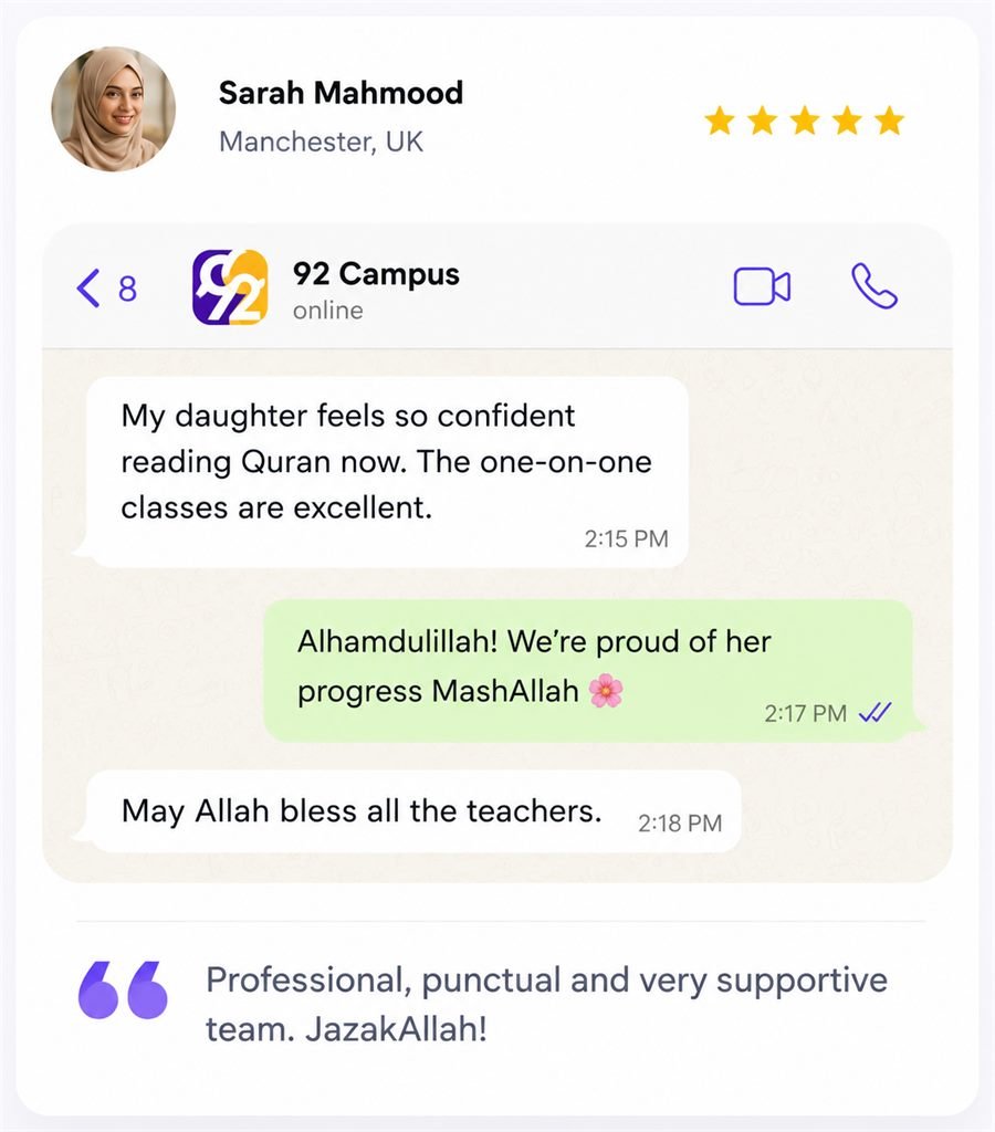 Sarah Mahmood parent review for 92 Campus
